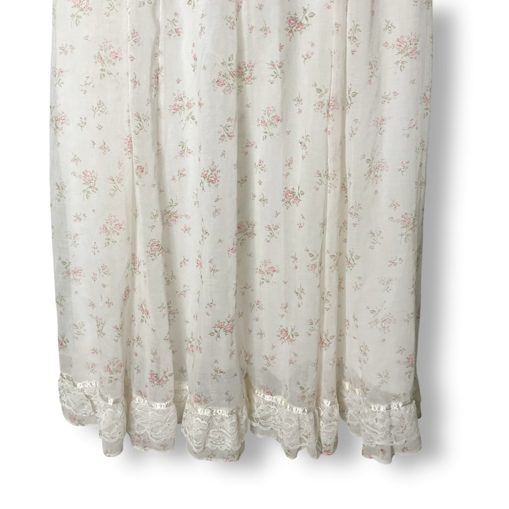 Gunne Sax Jessica Vintage Dress M Floral Chiffon Maxi Flutter Sleeve Cottagecore - Picture 7 of 15